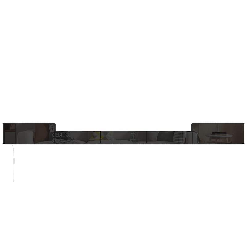 110.2"W LED Light Wall Mounted Entertainment Center TV Media Console - 110.2"