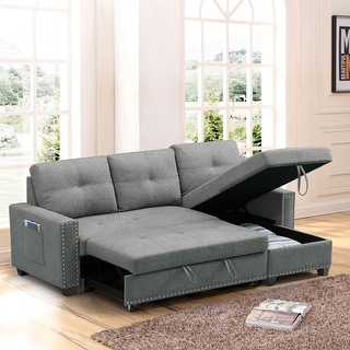 85" Sleeper Sofa Bed Reversible Sectional Couch with Storage Chaise ...