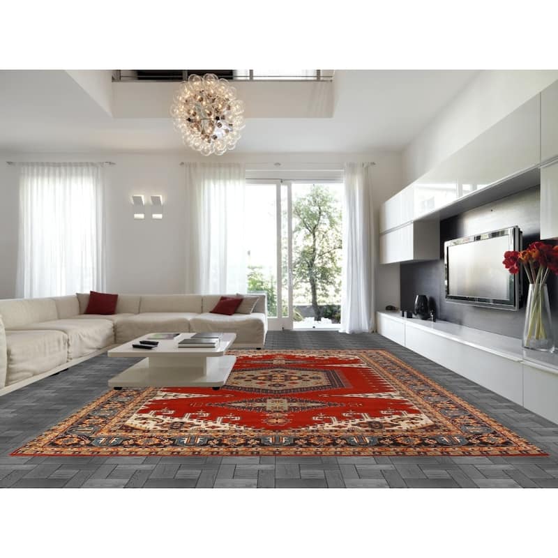 Palace Size Red Viss Indian Large Rug Handmade Wool Carpet - 12'2"x 17'9"