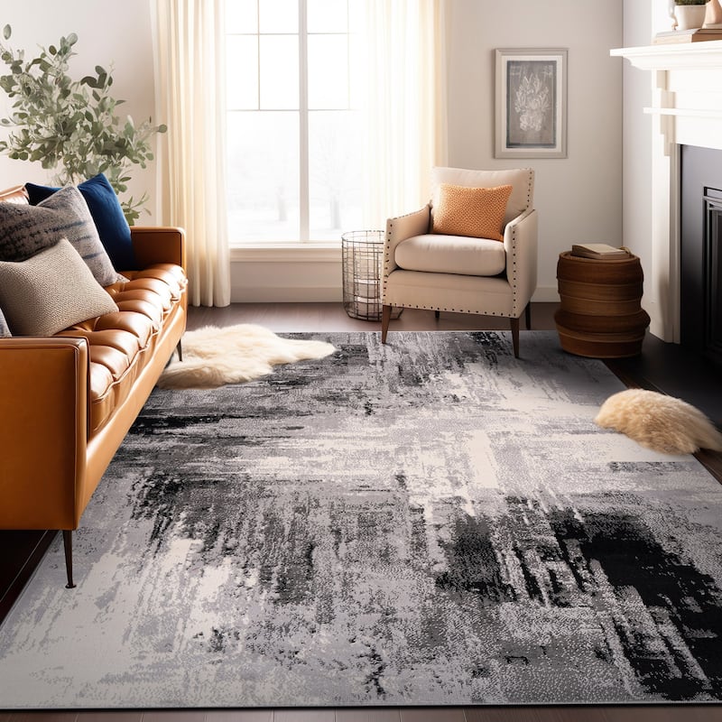 World Rug Gallery Bari Contemporary Abstract Art Area Rug