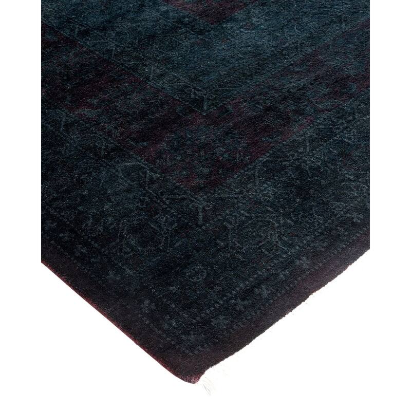 Overton Hand Knotted Wool Vintage Inspired Modern Contemporary Overdyed Black Area Rug - 8' 1" x 10' 3"