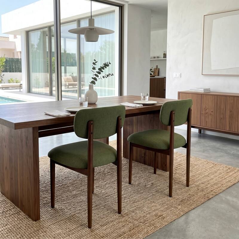 Modern Upholstered Dining Chair with Solid Wood Legs Side Chair for Kitchen Dining Room Living Room (Set of 2)