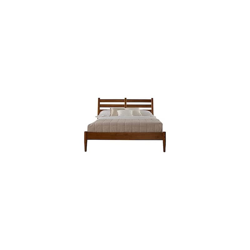 Mid-Century Slat Bed King Size in Castanho Finish with Classic Retro Wooden Design
