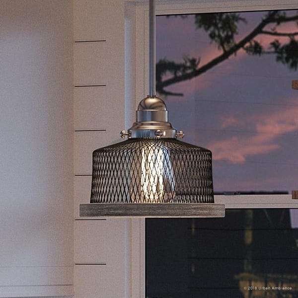 slide 2 of 7, Luxury Vintage Pendant Light, 7"H x 8"W, with Industrial Chic Style, Brushed Nickel Finish by Urban Ambiance - 7"H x 8"W x 8"Dep