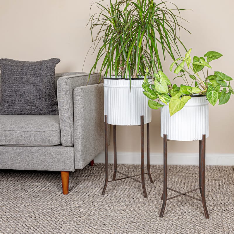 Corrugated Metal Planters on Stands