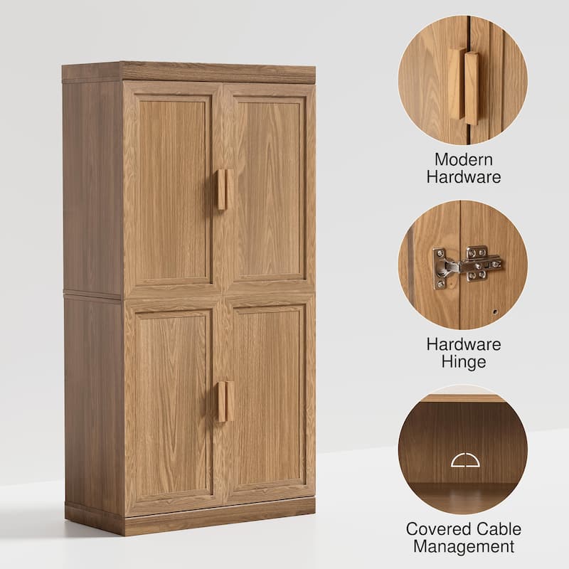 Storage Cabinet with Double Doors and Shelves 31"