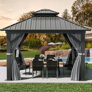 10x10ft Outdoor Gazebo with Netting and Curtains - Bed Bath & Beyond ...