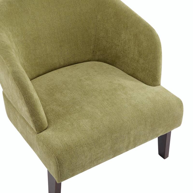 Modern Accent Chair with Round Back & Wooden Legs