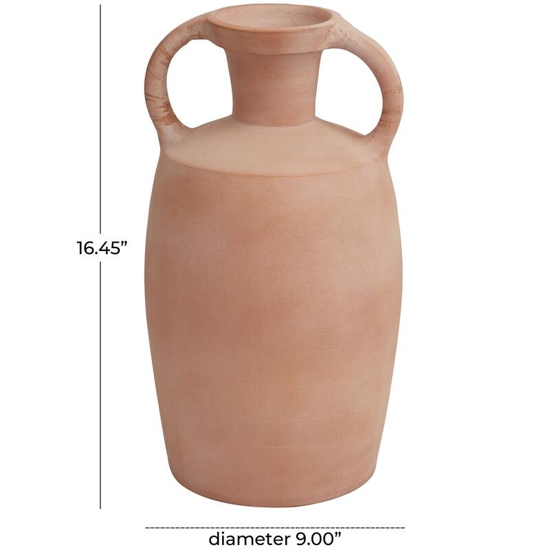 Ceramic Terracotta Jug Decorative Vase with Handles - Orange - Roche River Decor