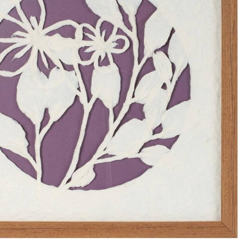 HomeRoots Set Of Two Purple And White Floral Brown Framed Wall Art