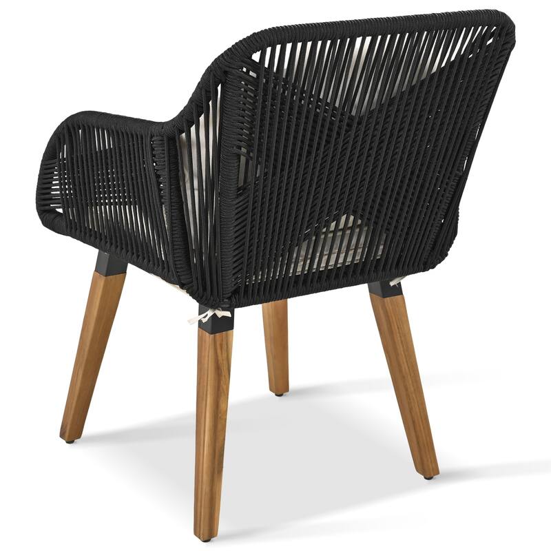 Outdoor 5-Piece Wicker Conversation Chair Set with Cool Bar Table & Ottomans