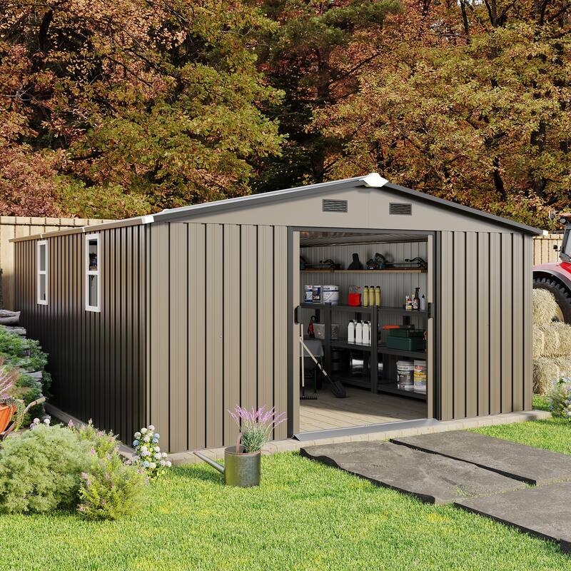 Campcraft 10x12ft Steel Shed - 0.25mm Coated, 2 Windows, 2 Colors‌ - 10*12FT
