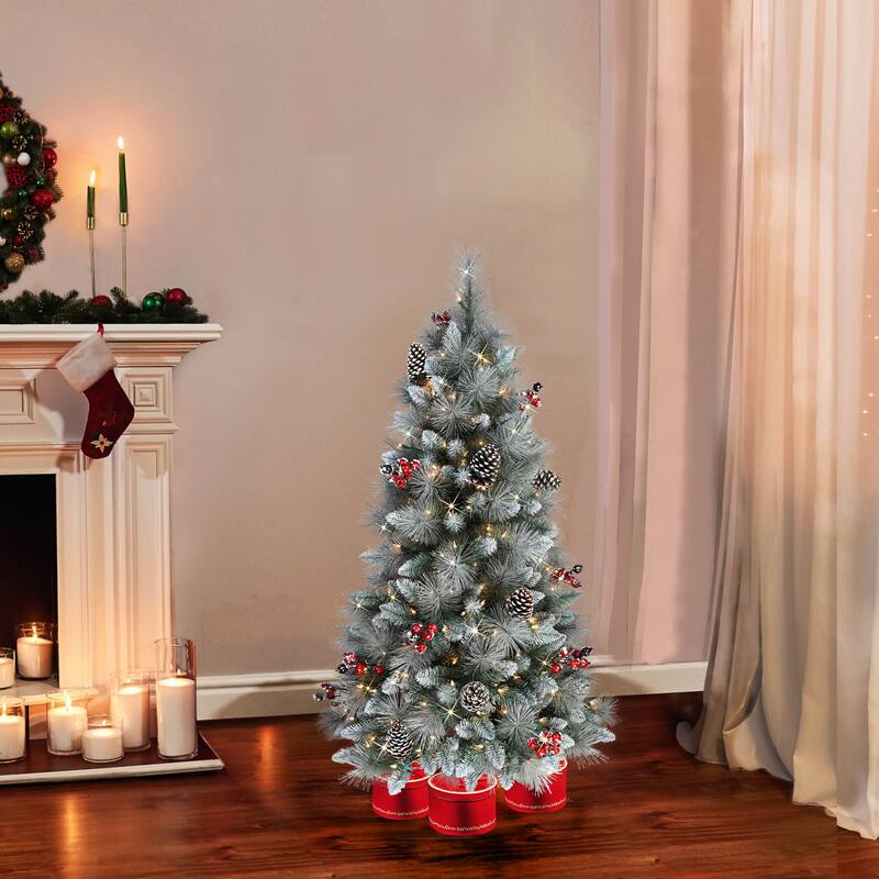Puleo International 4.5' Pre-Lit Sterling Pine Artificial Tree