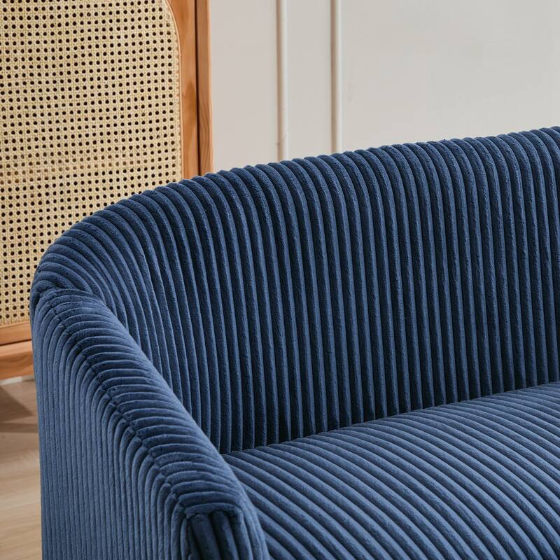 Upholstered 2-Seater Accent Sofa, Recliner Sofa with Wood Frame, Stripe Loveseat Couch Sofa with Wooden Legs