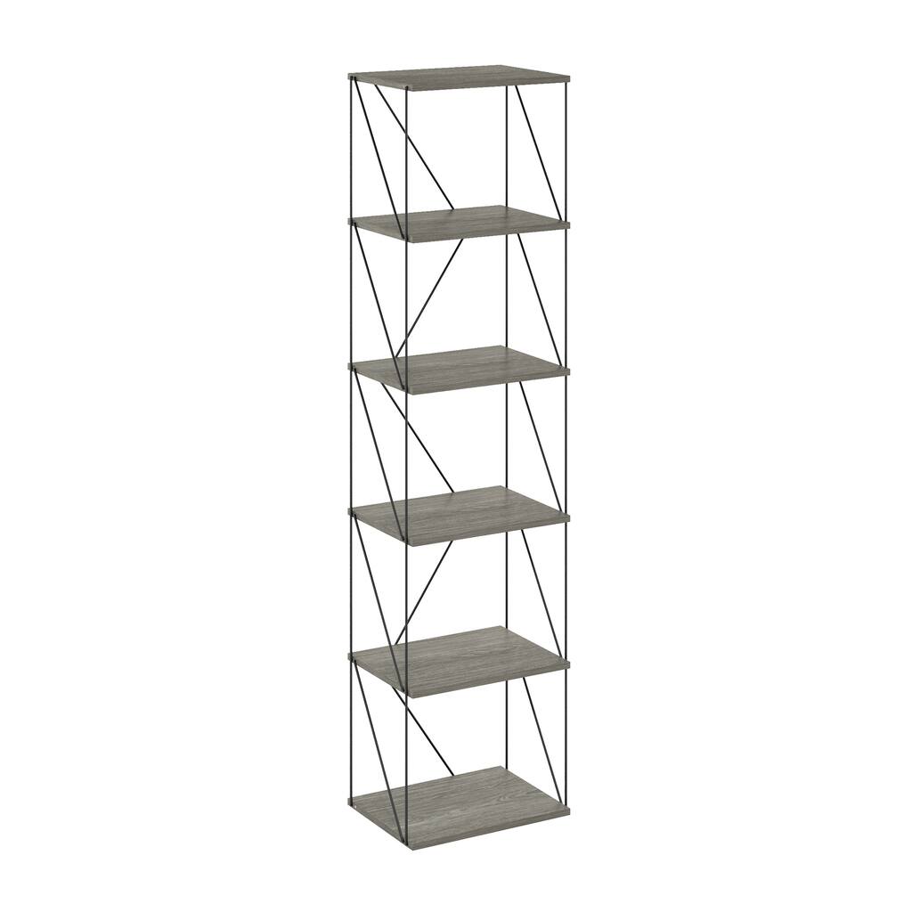 Furinno Rata 6-Tier Industrial Multipurpose Flat Base Shelf Display Rack with Metal Frame