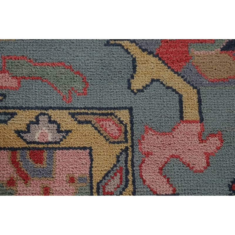 Pink Oushak Oriental Area Rug Hand-Knotted Wool Carpet - 8'10" x 12'0"
