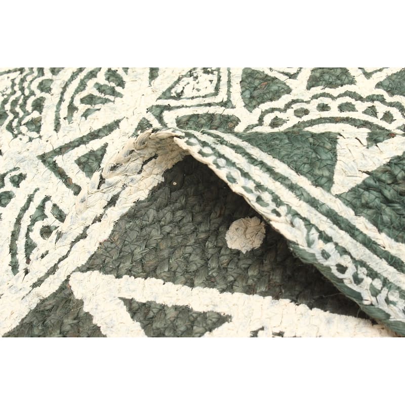 ECARPETGALLERY Braided Weave Palas Denizli Teal Jute Rug - 2'11 x 2'11