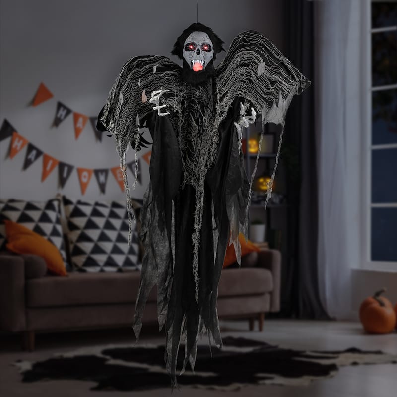 Animated Hanging Zombie Vampire with Lights and Sound Halloween Decoration - 5'
