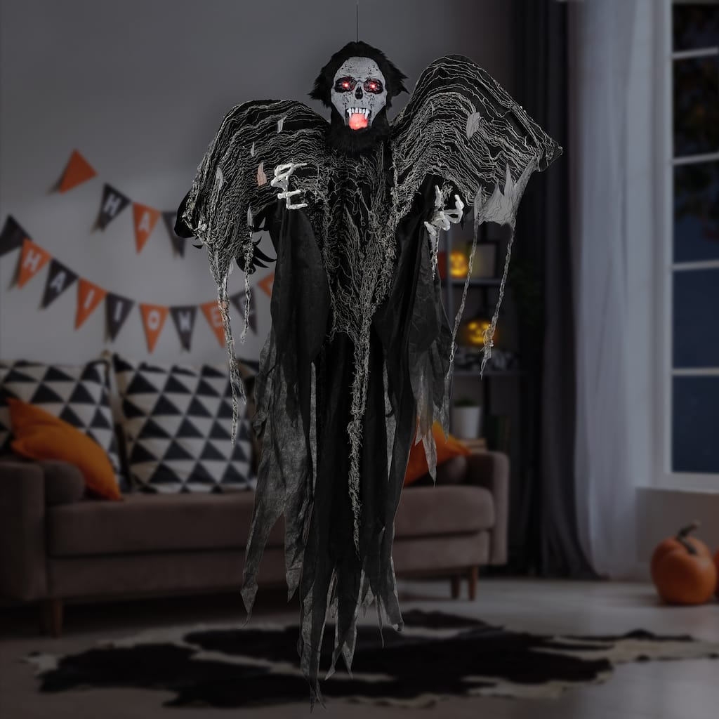 Animated Hanging Zombie Vampire with Lights and Sound Halloween Decoration - 5'