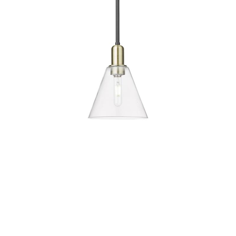 Innovations Lighting 716-1S-11-8 Berkshire Glass Pendant Berkshire - Black Antique Brass / Clear