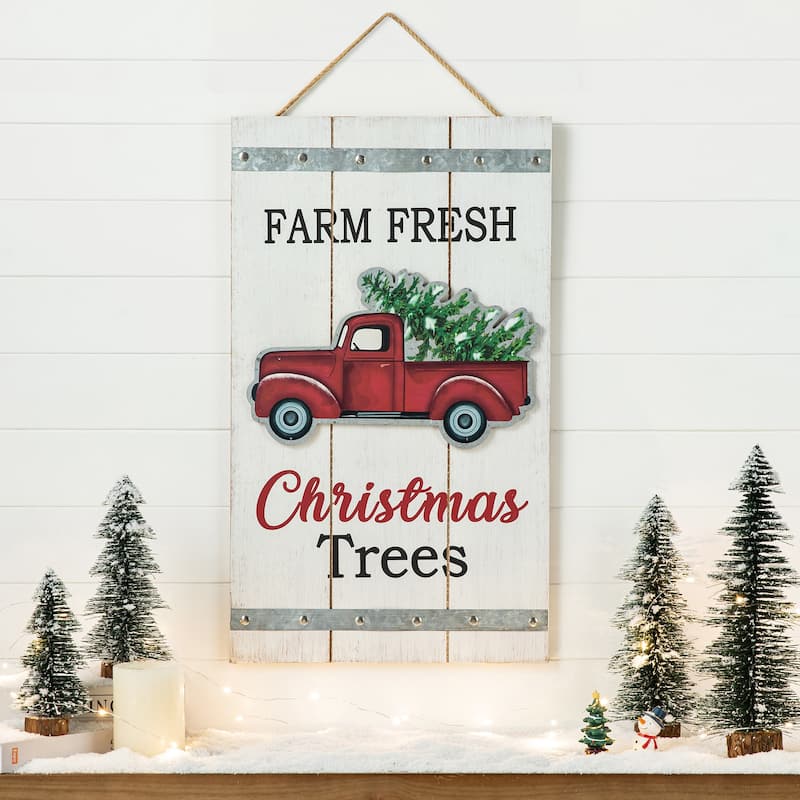 Glitzhome Wooden Christmas Elf Sweater or Truck Wall Hanging Sign Door Hanger