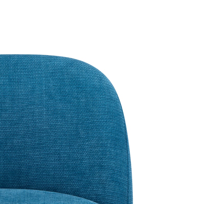 Chic Bar Stools Set of 2 Blue Fabric Upholstered Accent Chairs with Low-profile Back, Metal Frame and Integrated Footrest