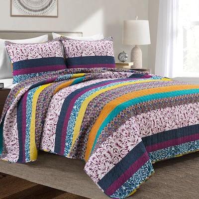Lush Decor Boho Stripe Quilt Set