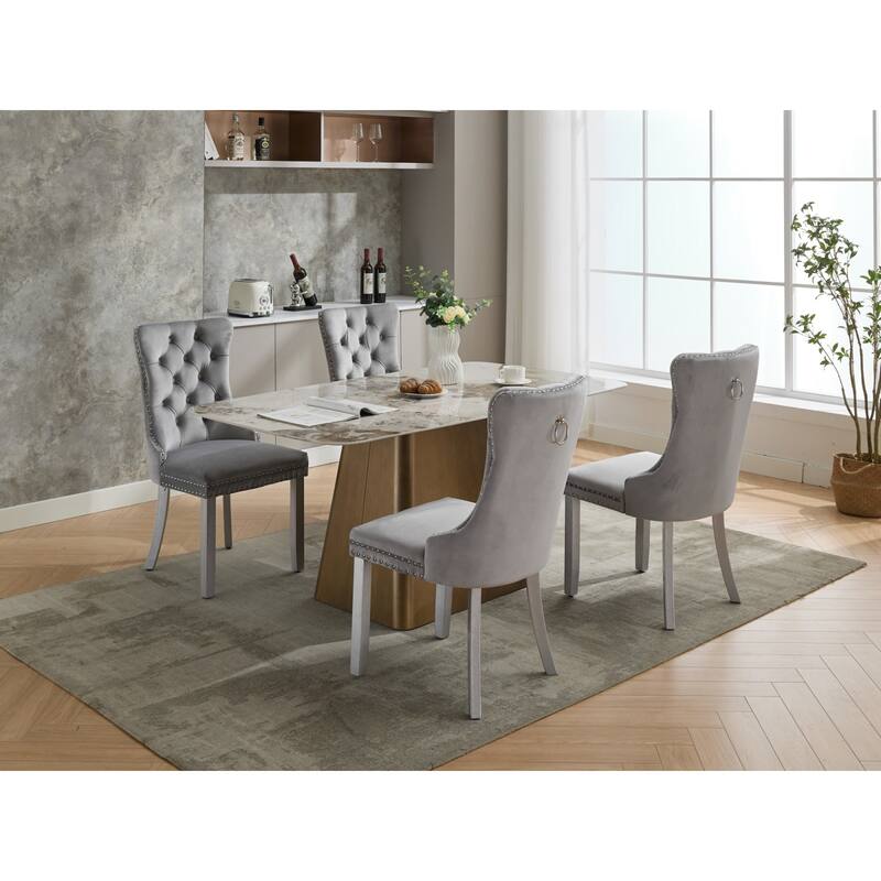 Roomfitters Upholstered Dining Chairs Set of 2 with Nailhead Trim and Wood Legs, Modern Side Chairs for Kitchen