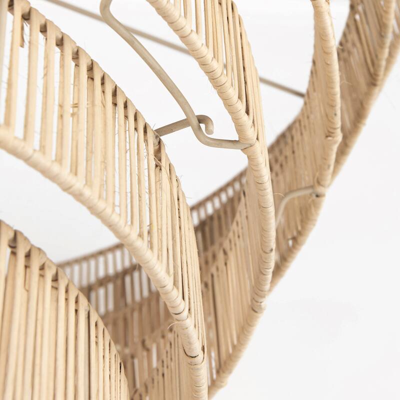 Marimba Natural Cane Multi-Tiered 6 Bulb Round Chandelier