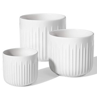 Ceramic Planters, Set of 3 Plant Pots for Indoor Plants - Bed Bath ...