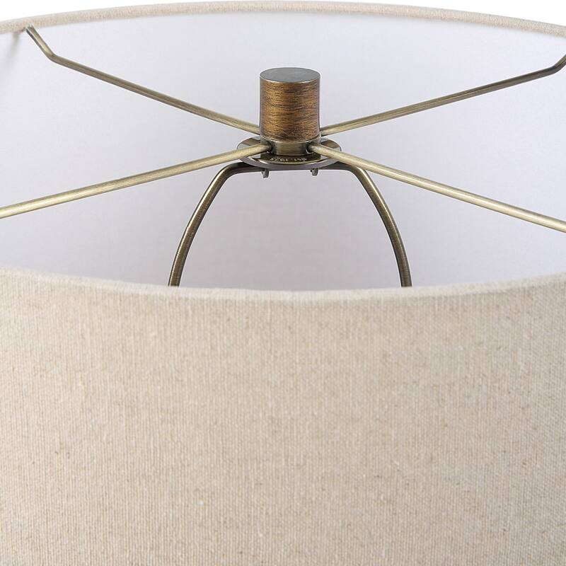 Teardrop Glass Table Lamp with Drum Shade - 28.75" - Bronze Finish