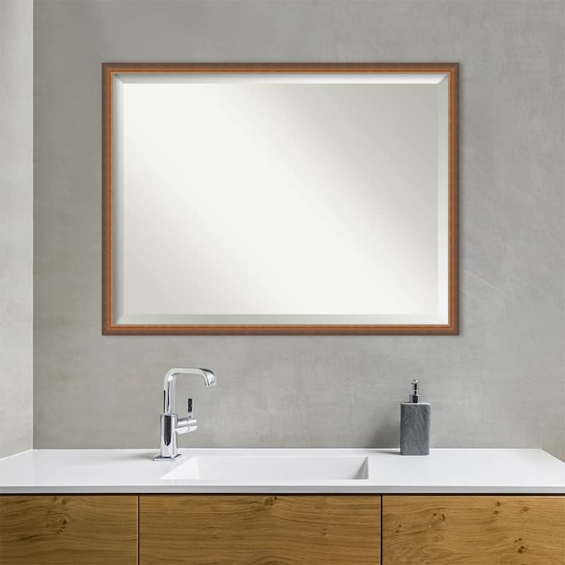 Two Tone Beveled Wood Framed Bathroom Vanity Wall Mirror