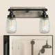 preview thumbnail 1 of 1, Carbon Loft Vawdrey 2-light Black Wall Sconces Distressed Faux Wood Bathroom Vanity Lights - N/A