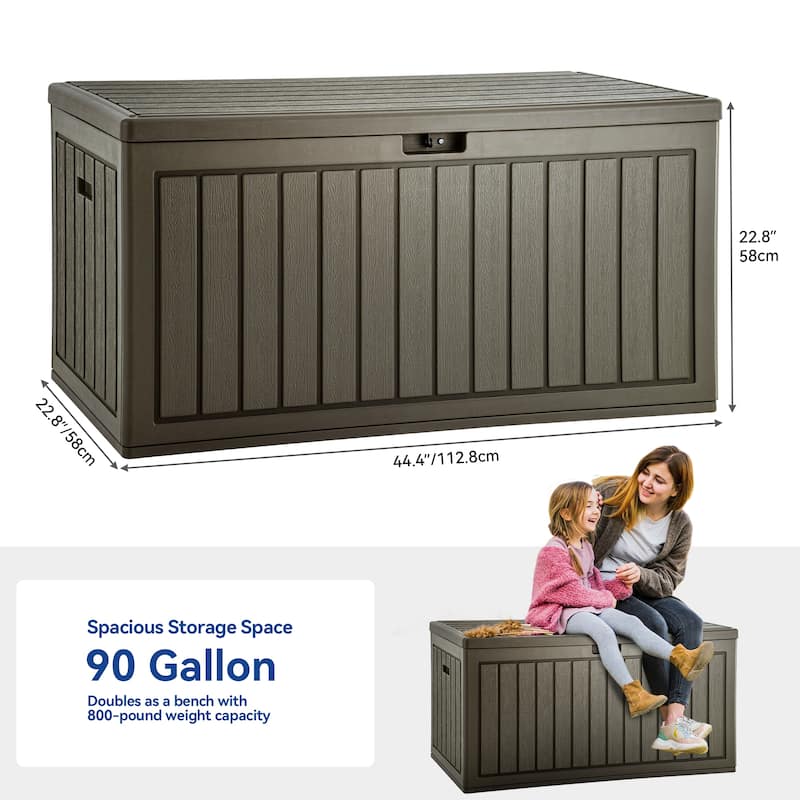 90 Gallons Water Resistant Resin Lockable Deck Box