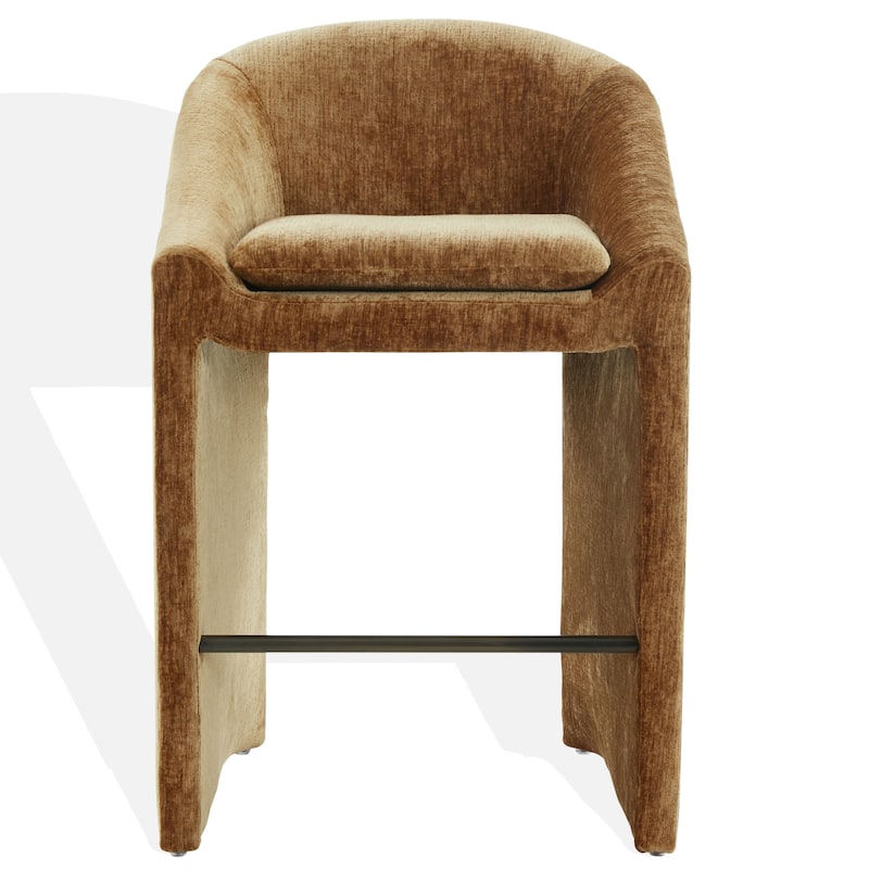 SAFAVIEH Couture Kagan Chenille 31-inch Barstool - 26"W x 24"D x 39"H - Amber