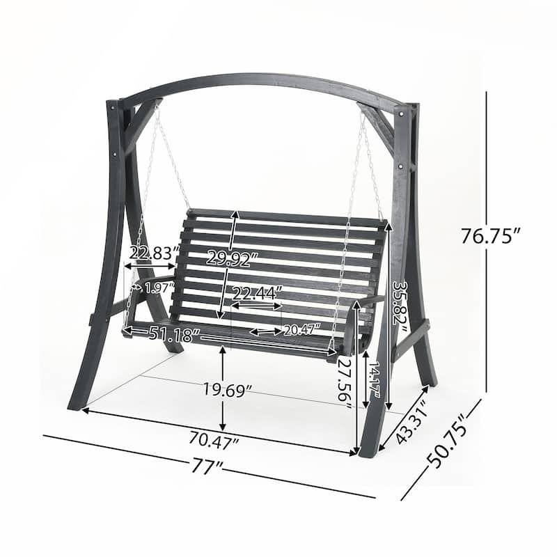 Wood Swinging Loveseat with Chains and Beam for Outdoor Relaxation
