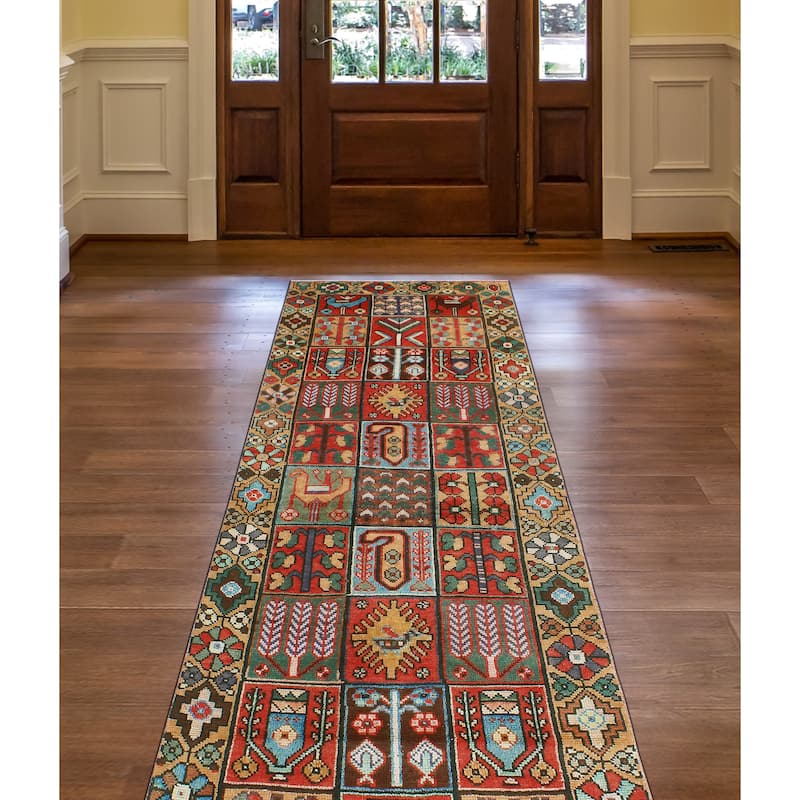 Fine Vintage Distressed Alula Red/Blue Runner - 3'2" x 9'8"