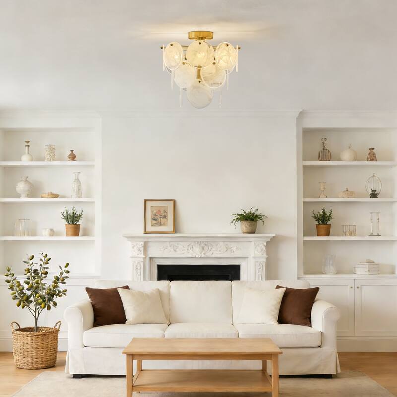 Starsky 4-Light Tiered Handcrafted Textured Glass Flush Mount