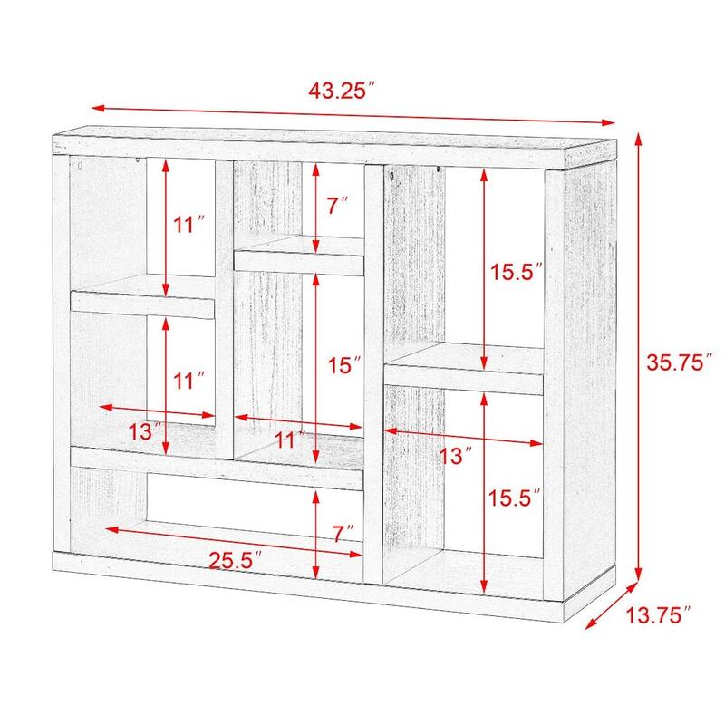 Bookcase, Freestanding Bookshelf with Open Shelves