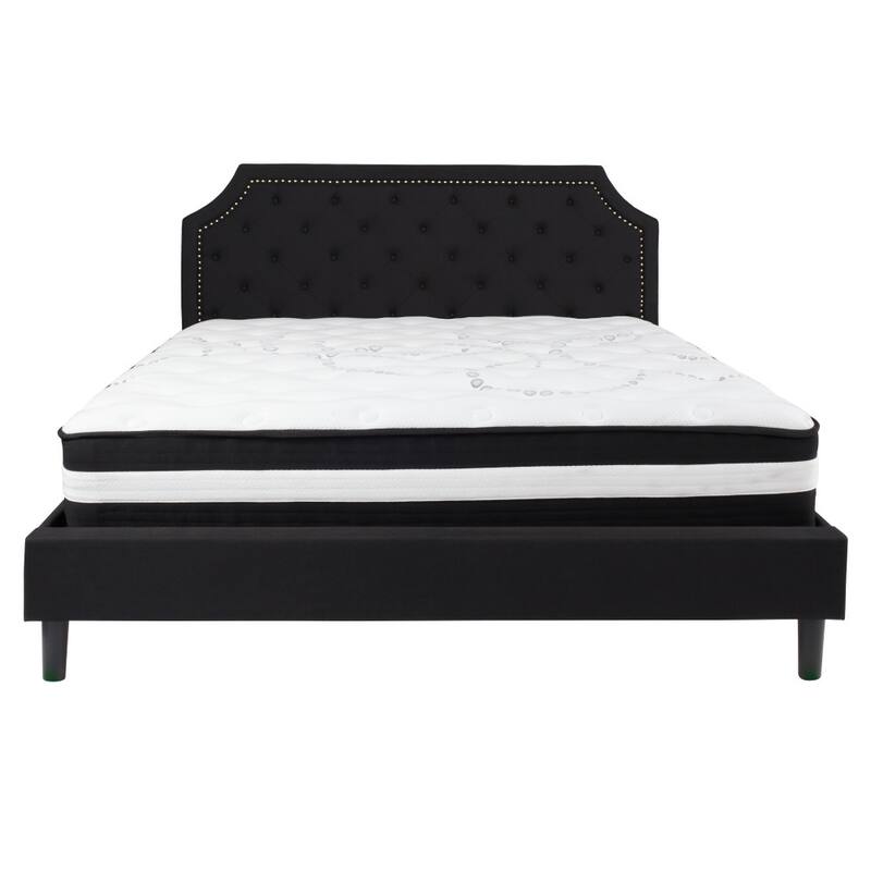 Arched Tufted Upholstered Platform Bed and Pocket Spring Mattress