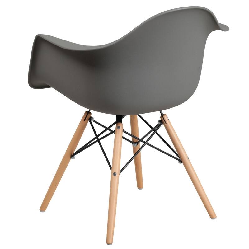Plastic Chair with Arms and Wooden Legs
