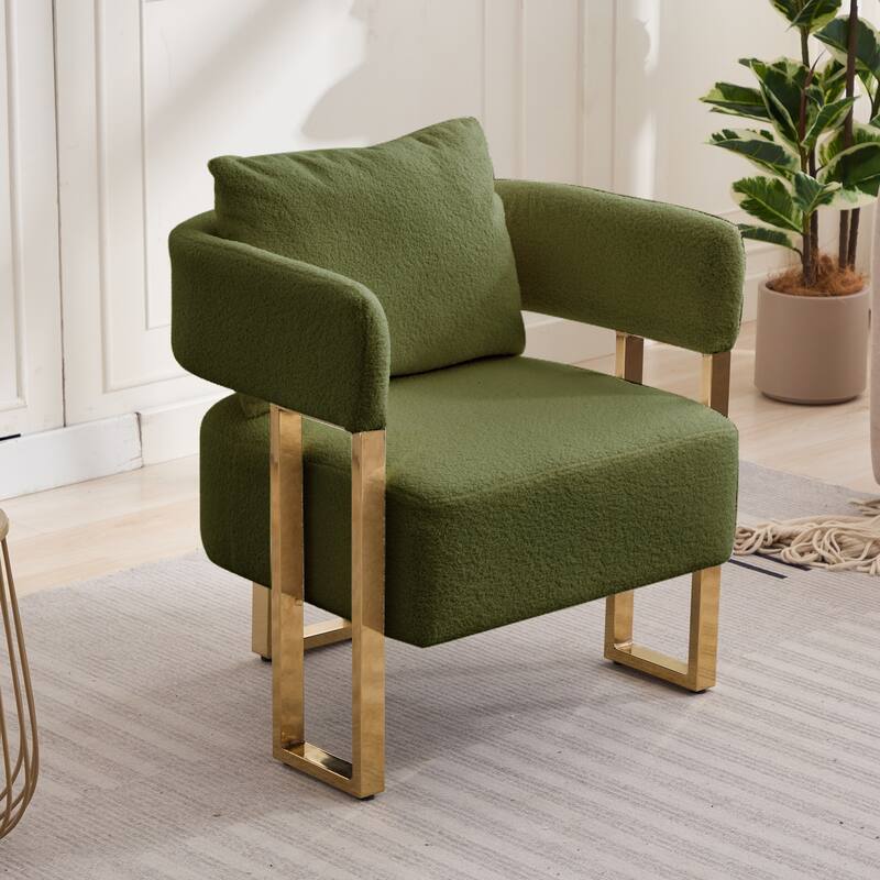 Modern decorative chair, living room side chair with gold metal legs, no wheels, suitable for dressing area, reception room