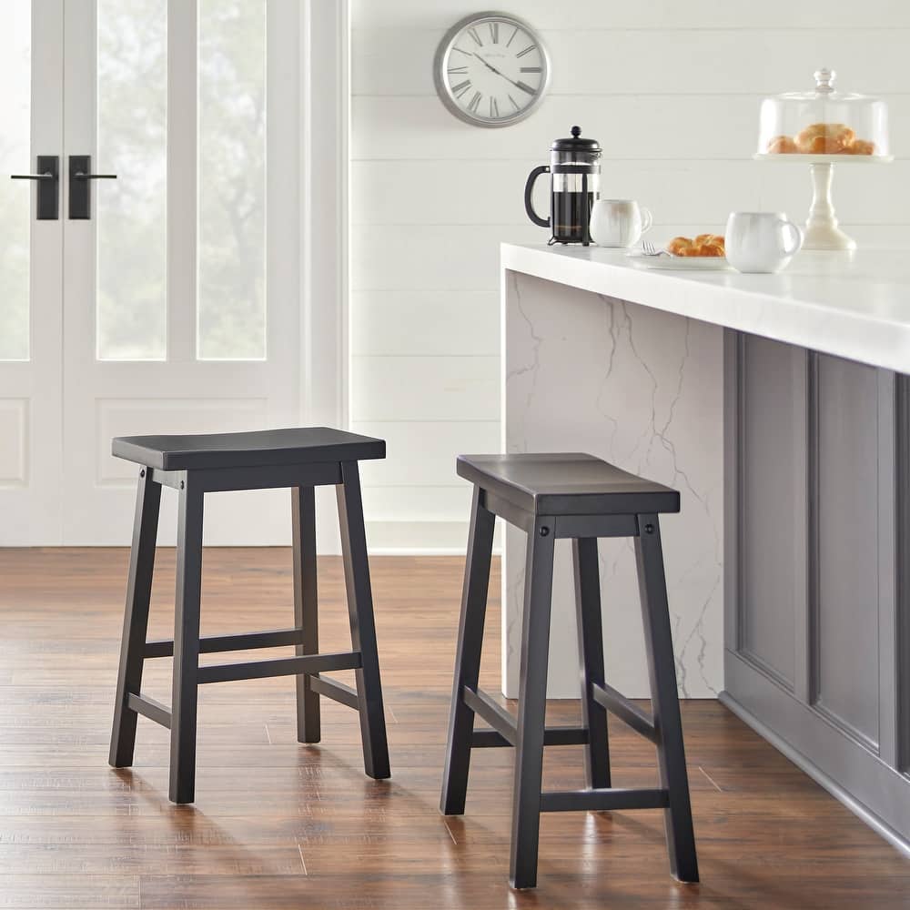 Simple Living Arizona 24-inch Solid Wood Counter Height Saddle Stool