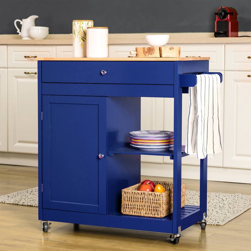 Glitzhome 35"H Modern Rolling Trolley Storage Kitchen Island Cart with Wheels