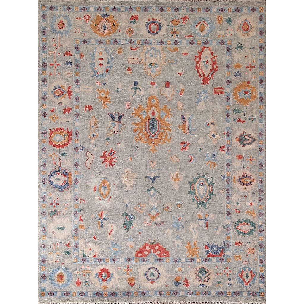 All-Over Oushak Area Rug Wool Carpet - 7'11"x 9'9"