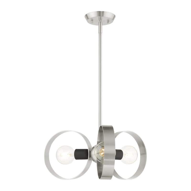 Livex Lighting 3 Light Brushed Nickel Chandelier, 46423-91 - 19" Dia x 14.75" - 44.75" Adj. H