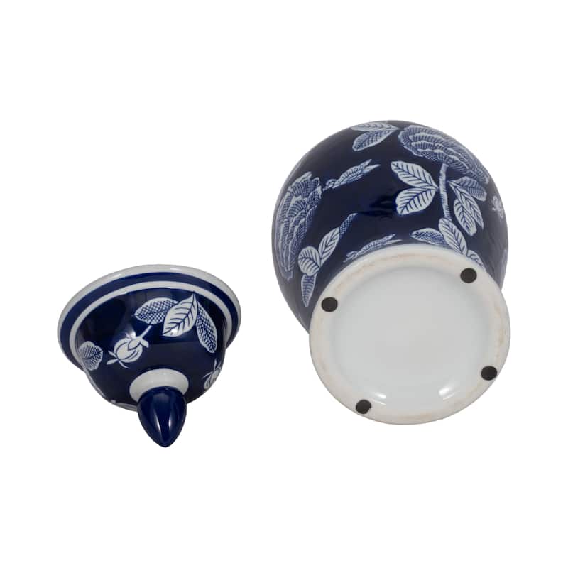 Sagebrook Home Blue Ceramic Temple Jar - Elegant Chinoiserie Decor Accent