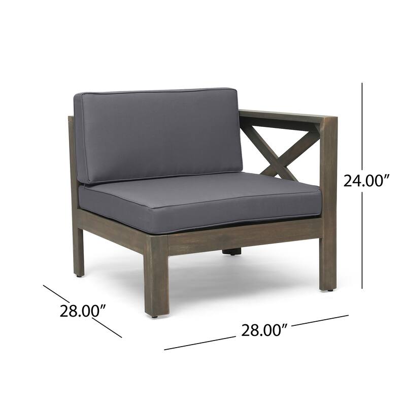 3 Piece Outdoor L-Shape Sofa Set, All-Weather Acacia Wood Conversation Furniture Set with Ottoman and Coffee Table