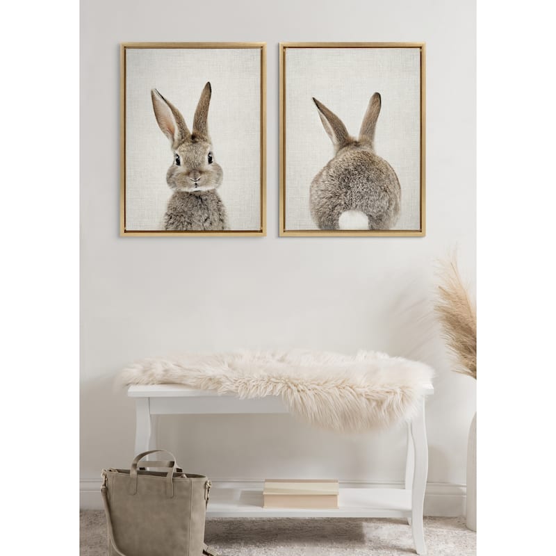 Kate and Laurel Sylvie Bunny And Tail Framed Canvas By Amy Peterson