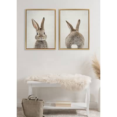 Kate and Laurel Sylvie Bunny And Tail Framed Canvas By Amy Peterson